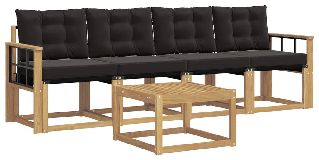 vidaXL Outdoor-Sofagarnitur mit Kissen 5 pcs Weiß und Schwarz