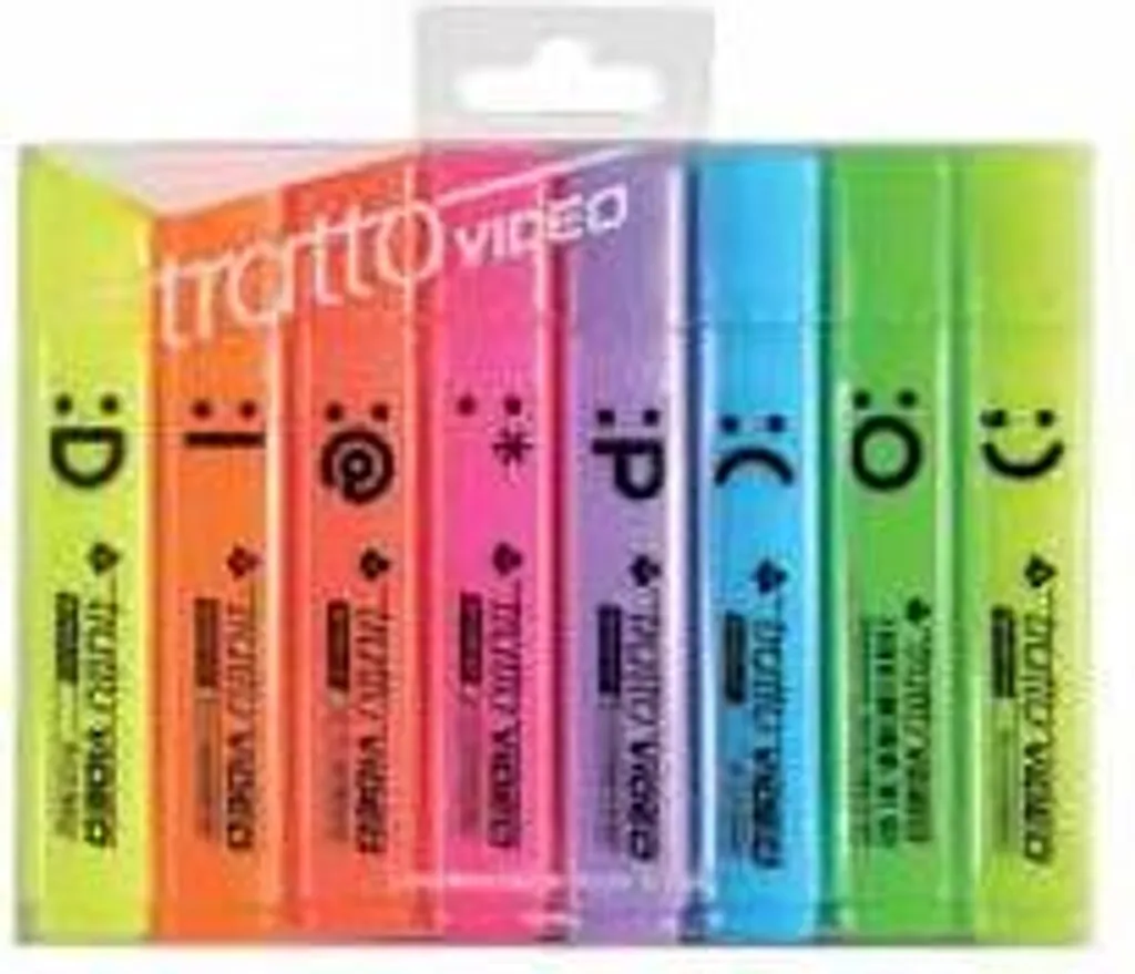 Surligneurs Tratto Video Emot:on pour révisions et bureau pack de 8 pcs