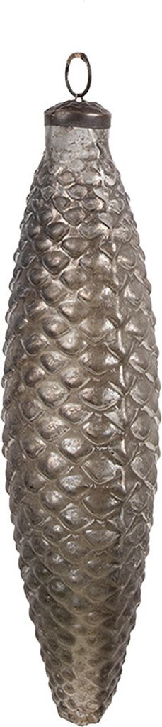 Clayre & Eef Weihnachtskugel Ø 7x24 cm Silberfarbig Braun Glas