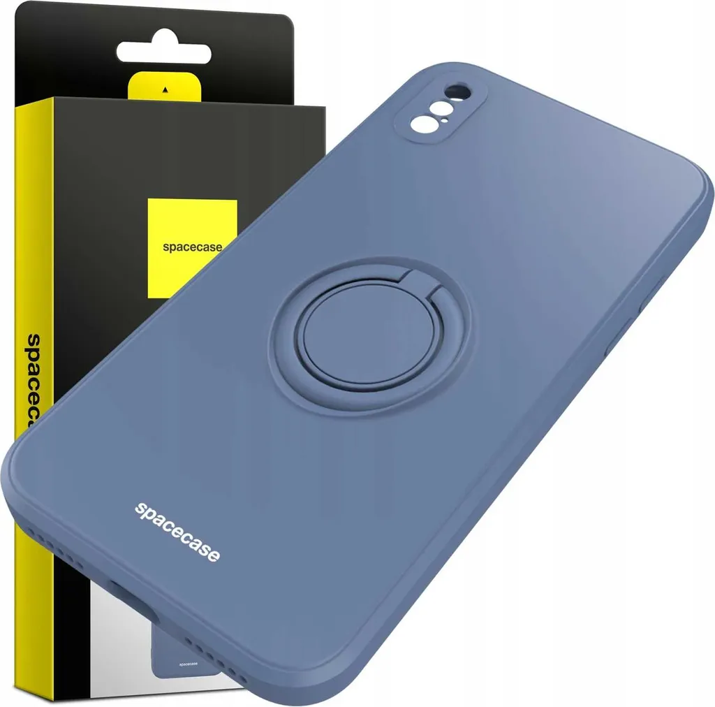 Cover iPhone X/Xs Silicone Blu SPACECASE - Ring Holder e Grip Totale - 8