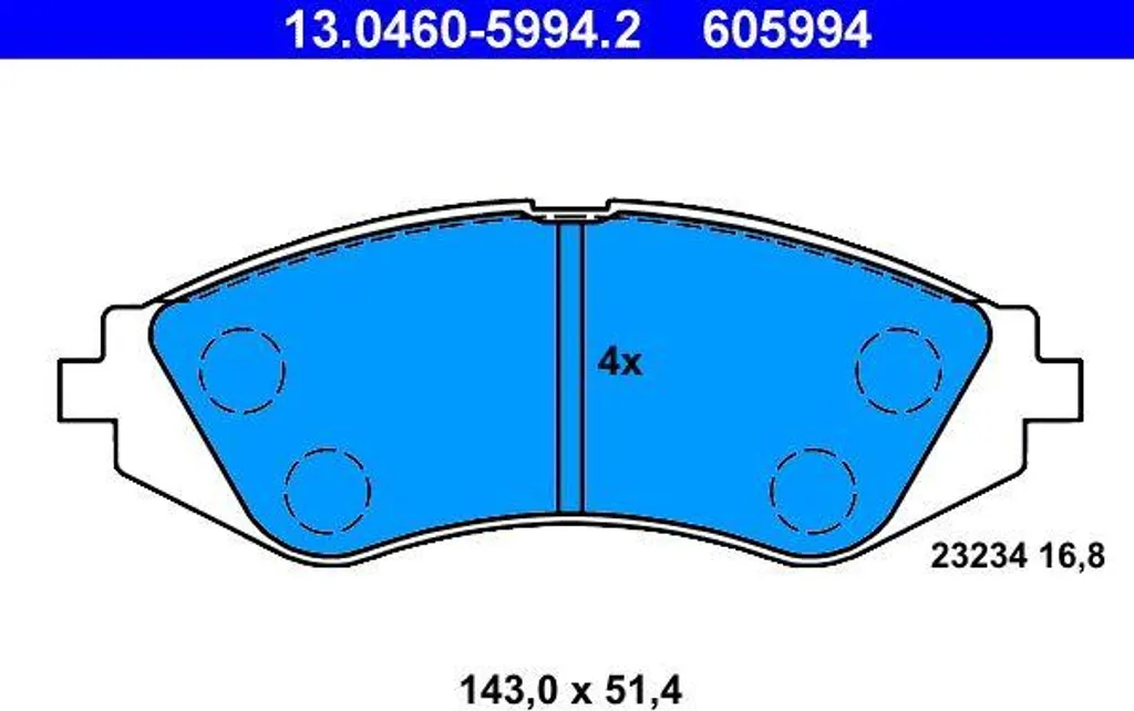 Plaquettes de frein ATE 13.0460-5994.2 pour Astra Rezzo OE 96349060