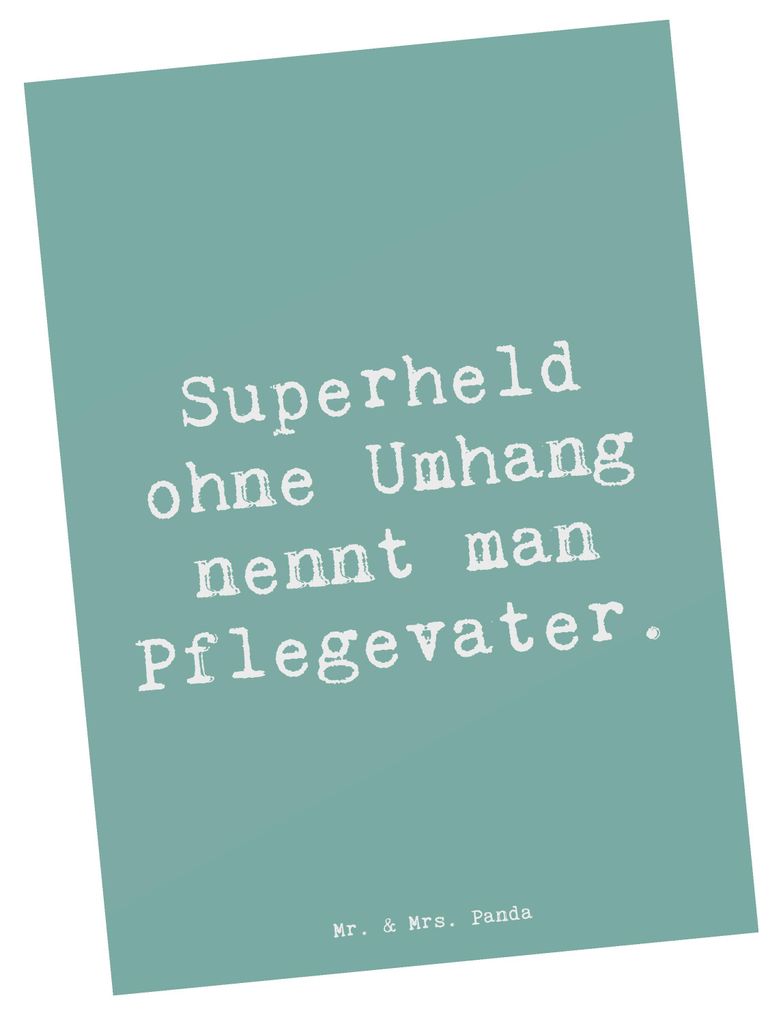 Mr. & Mrs. Panda Postkarte Spruch Pflegevater Held - Meeresbrise - Geschenk, Liebe, Postkarten, Freude, Lächeln, Grußkarte, Ansichtskarte, bildka...