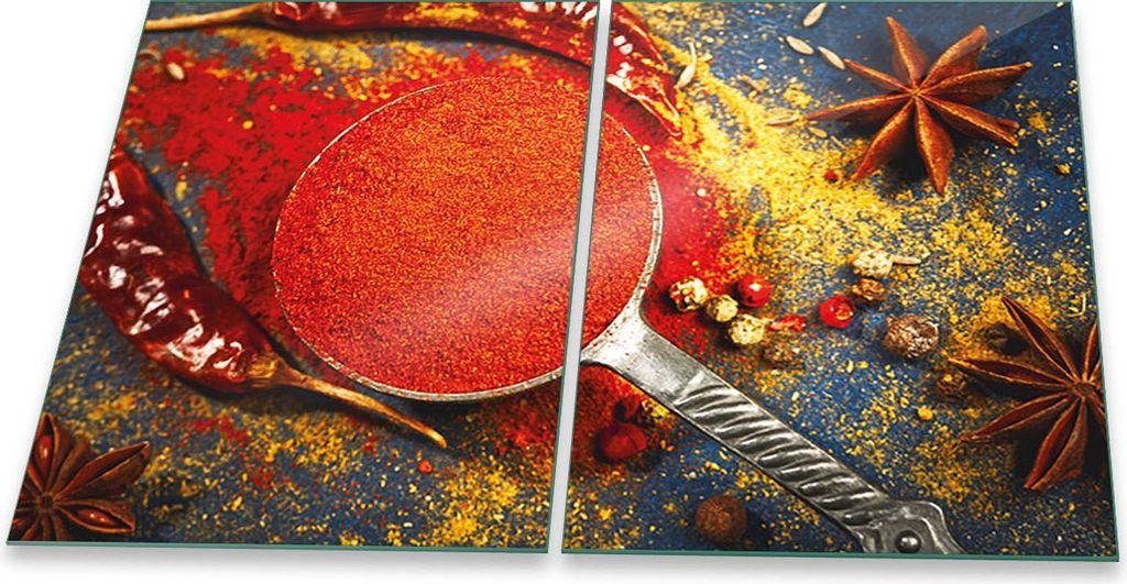 Herdabdeckplatten Glaskeramik Spritzschutz Glas Universal 2-Teilig 2x40x52 Paprika Rot