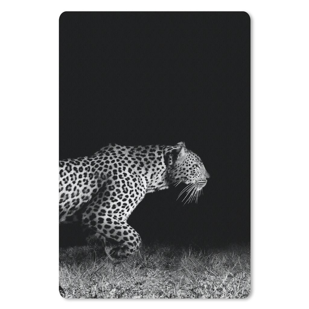 MuchoWow Mauspad Mousepad Wildtiere - Leopard - Gras - Schwarz - Weiß 18x27 cm - Mousepads - Maus Mat - Pad - Mausunterlage