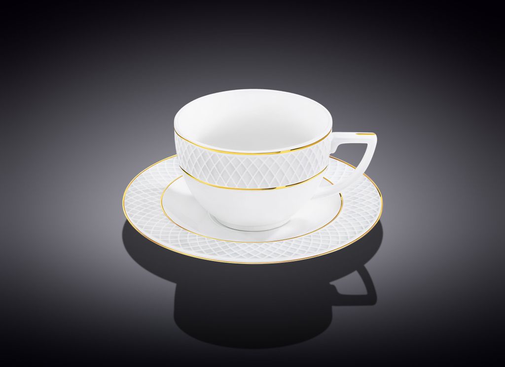 Wilmax Tasse mit Untertasse 240 ml Weiß Porzellan Produktbild 