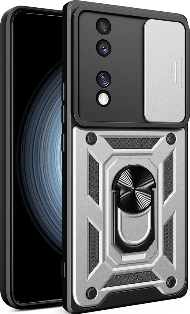 Cover Honor 70 Armor Argento: Protezione Militare e Supporto Anello