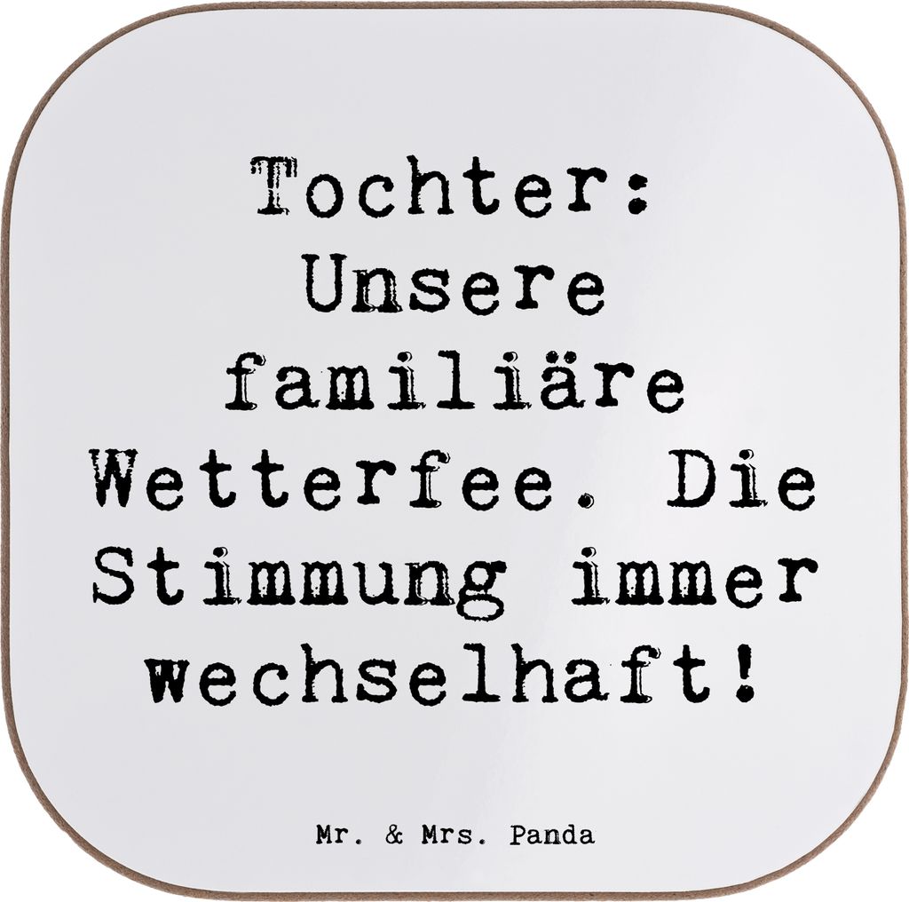 Mr. & Mrs. Panda Holzuntersetzer Spruch Tochter Wetterfee - Weiß - Geschenk, einzigartige Designs, Untersetzer für Gläser, gläseruntersetzer, C...