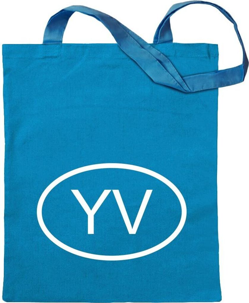 Kiwistar - Baumwolltasche - hellblau - Venezuela YV - Tragetasche Stoffbeutel Umhängetasche Langer Henkel