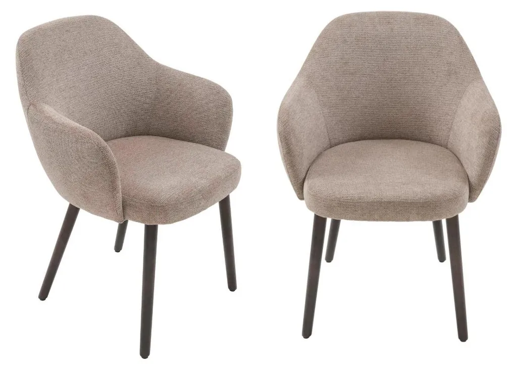 Fauteuil de table bridge ERNEST en tissu, lot de 2 chaises avec accoudoirs