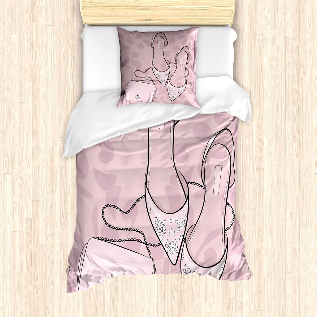 ABAKUHAUS Mode Bettbezug Set für Einzelbetten, Feminine Clutch Stiletto, Milbensicher Allergiker geeignet mit Kissenbezug, 135 cm x 200 cm - 80 x ...