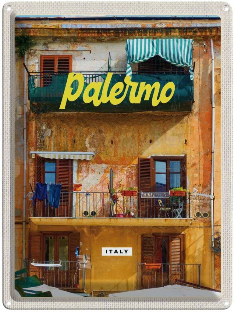 vianmo Blechschild 40x30 cm Palermo Italien Gebäude Urlaubsort Bildmotiv Reisemotiv Abenteuer Reisen Europa Urlaub