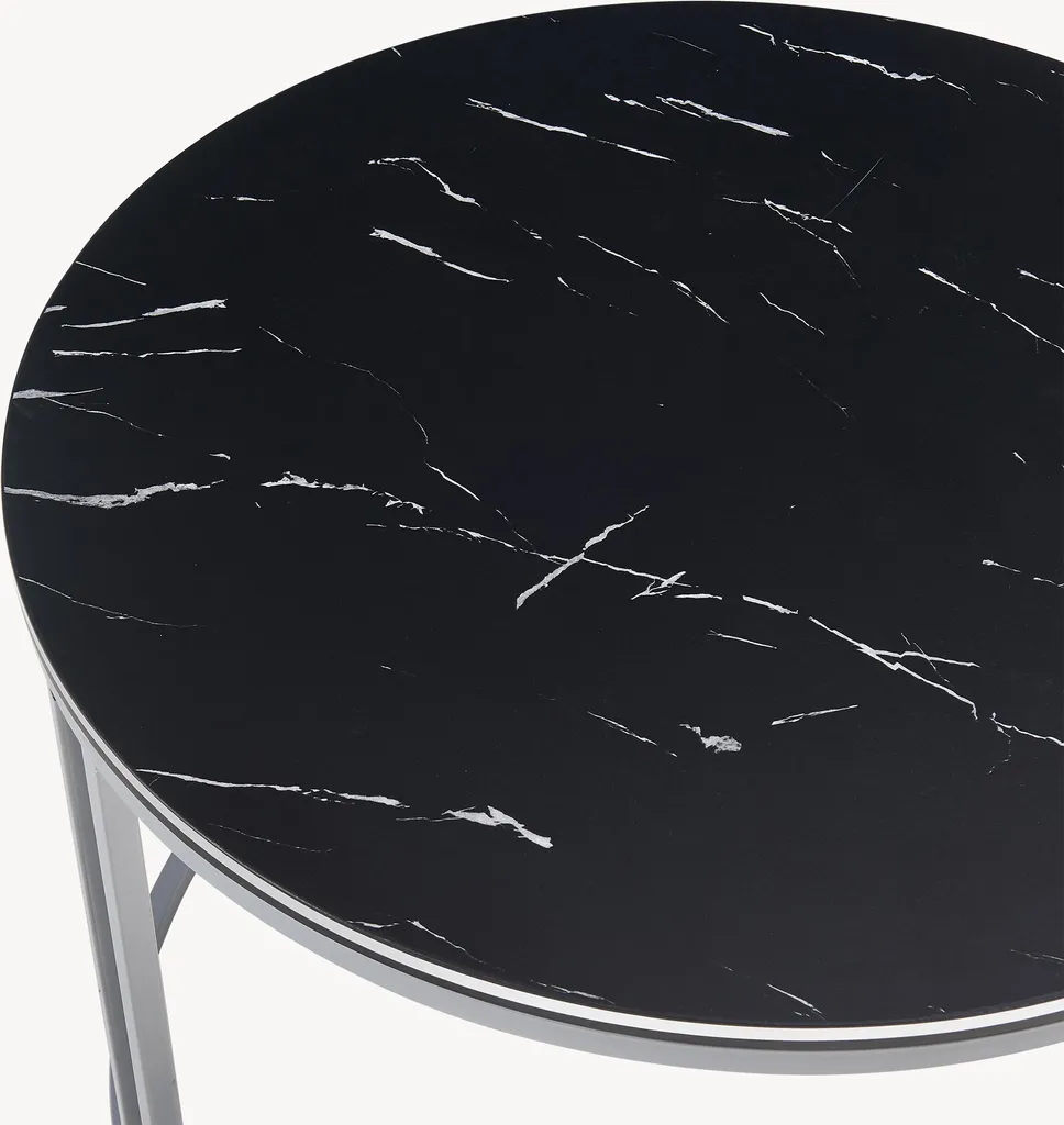 Table basse Aulum 50 x 70 cm effet marbre noir et structure argentée