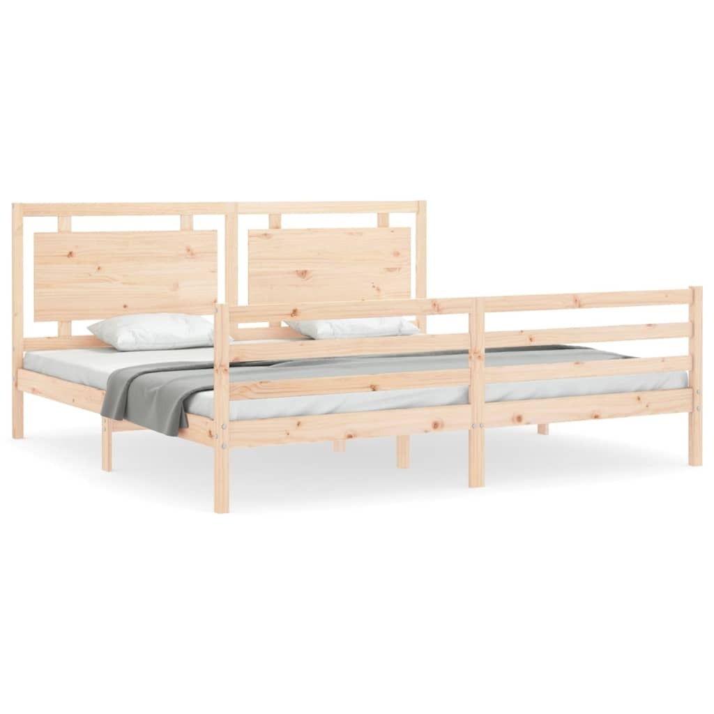 vidaXL Massivholzbett mit Kopfteil 200x200 cm