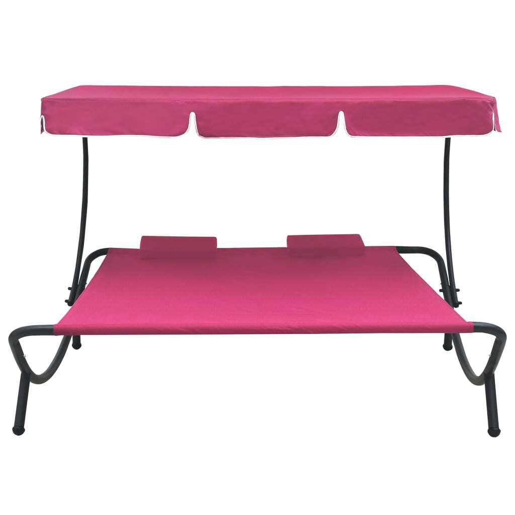 Lettino con tettuccio e cuscino rosa Immagine del prodotto 