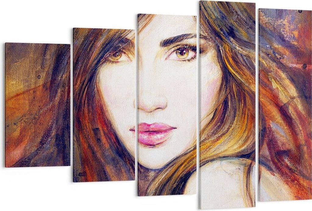 Bild auf Leinwand - Leinwandbild - Frau Gesicht Lippen - 150x100cm - Wand Bild - Wanddeko - Leinwanddruck - Bilder - Kunstdruck - Wanddekoration - ...