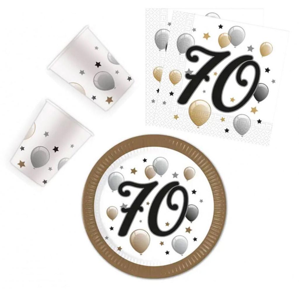 Geburtstag Milestone Happy Birthday 70 Party-Set mit 36 Teilen und 23 cm Tellern