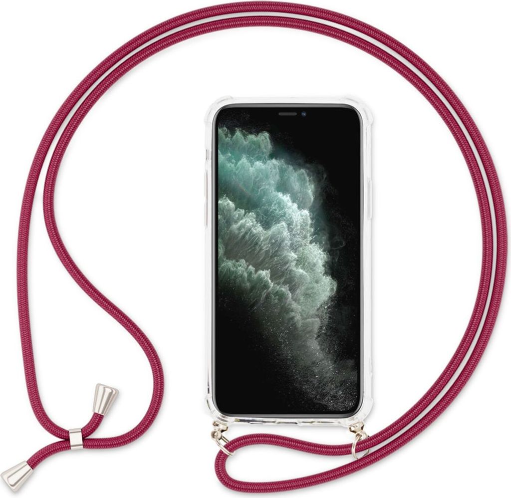 NALIA Handy Hülle mit Kette für iPhone 11, Necklace Case Etui mit Umhänge-Band Rot
