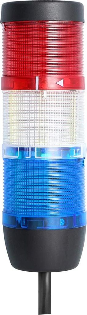 STEX24 Signalsäule blau-weiß-rot, 70mm, 24V AC/DC, LED-Blinklicht Kabel 2,5 Meter, SS70-OB3/24 153 Anschlusstechnik: