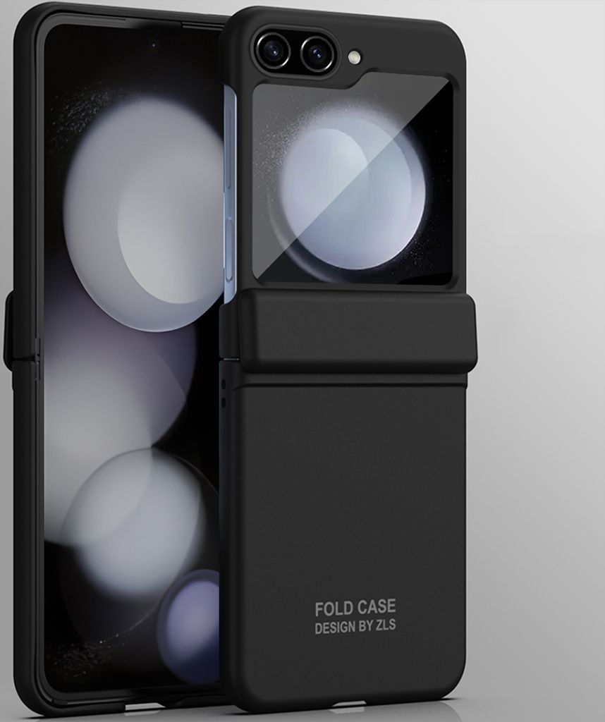 Handyhülle für Samsung Galaxy Z Flip 5 Hart PC Kratzfest Hülle mit Scharnierschutz Schwarz