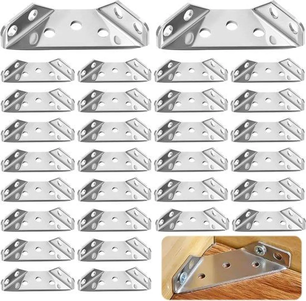 Raccords d'Angle Triangulaires Robustes en Inox - Finition Brossée