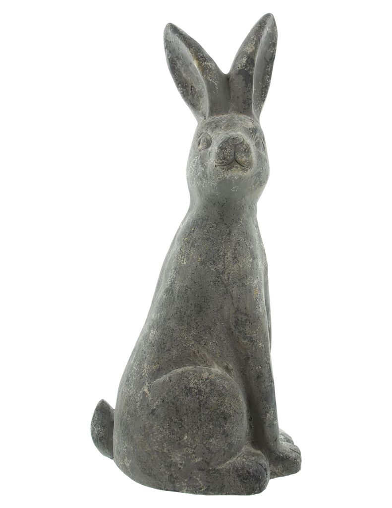 Hase sitzend 'Stone', groß, Osterdeko, Gartendeko Figur in Steinoptik