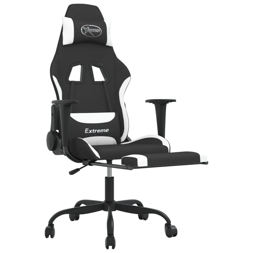 Chaise de jeu vidaXL contre le mal de dos avec repose-pieds en tissu - 7