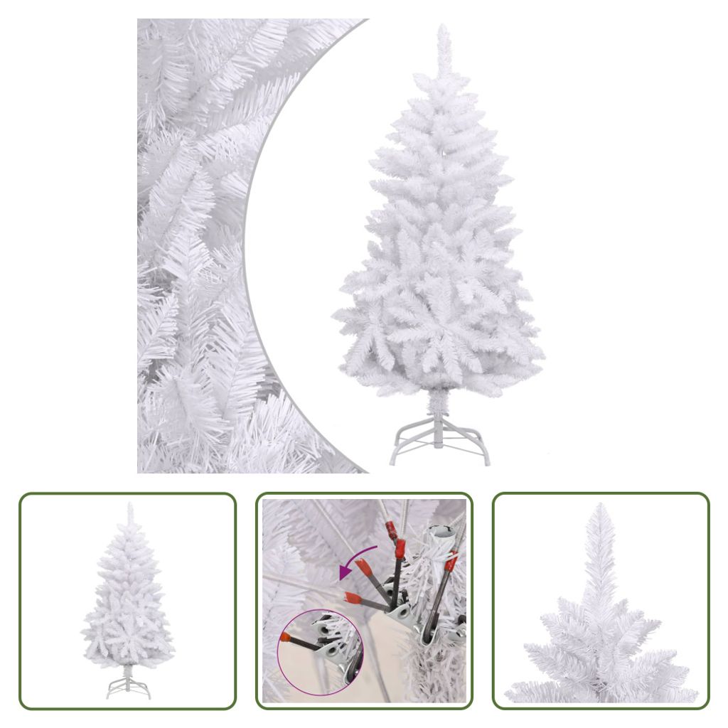 The Living Store Künstlicher Weihnachtsbaum Klappbar mit Ständer Weiß 120 cm