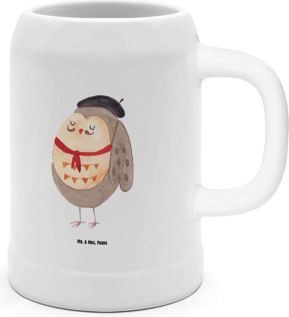 Mr. & Mrs. Panda Bier Seidel Eule Frankreich - Weiß - Geschenk, Französisch, Stolz, Krug, Humpen, Owl, Tonkrug, Steinkrug, Das Leben Ist schön, ...
