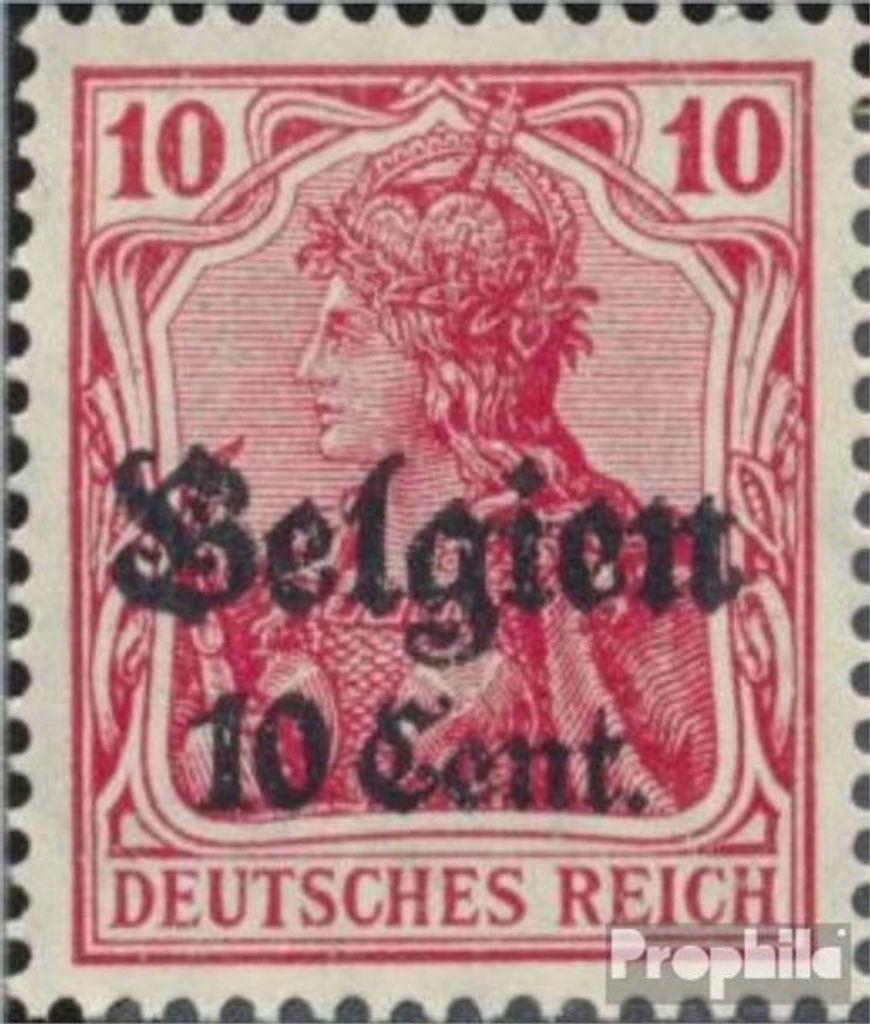 Briefmarken Dt. Landespost in Belgien 1916 Mi 14a Za 1, enger Abstand zwischen 10 und Cent postfrisch Germania
