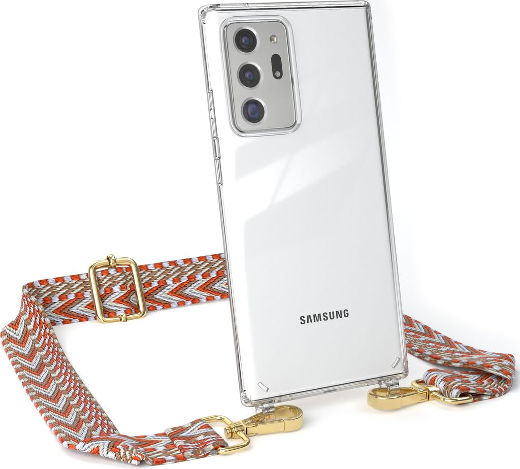 EAZY CASE Handykette - Verstellbarer Trageriemen kompatibel mit Samsung Galaxy Note 20 Ultra / Note 20 Ultra 5G, Handykordel mit transparenter Sili...