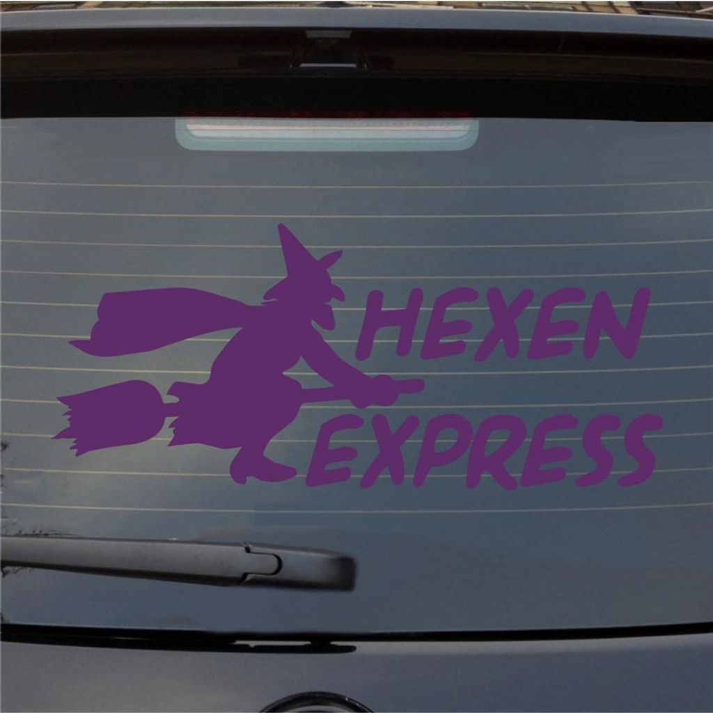 Heckscheibenaufkleber Hexen Express 54x24 cm Lila Auto Aufkleber Sticker