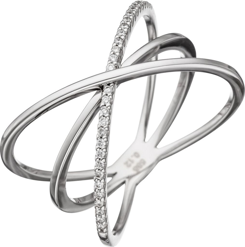 Breiter Ring 30 Diamanten Brillanten 585 Gold Weißgold Diamantring Innenumfang 58mm Ø18.5mm
