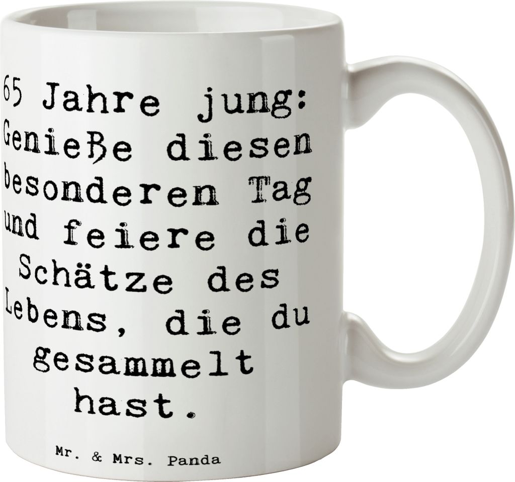 Mr. & Mrs. Panda Teepott Spruch 65. Geburtstag Feiern - Weiß - Geschenk, Lebensfreude, kaffeebecher bedruckt, Teetasse, 65 Jahre jung, Meilenstein...