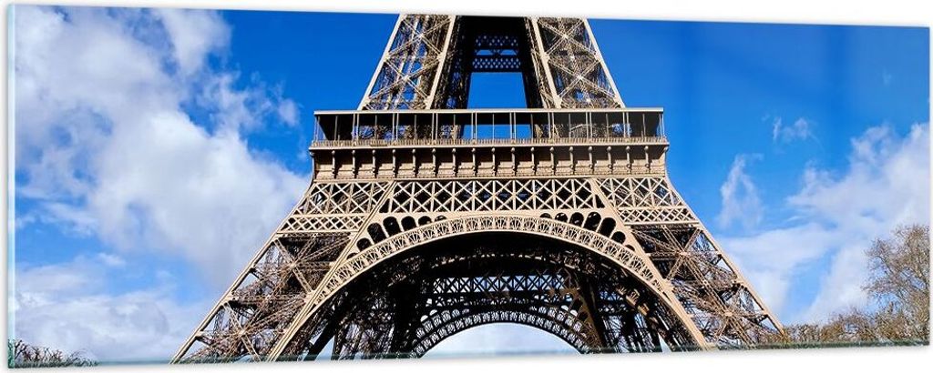 Bilder auf glas - Turm Paris Eiffle - 90x30cm - Glasbilder - Wandbilder - Kunstdruck - zum Aufhängen bereit - Wanddekoration aus Glas - Glas Bilde...