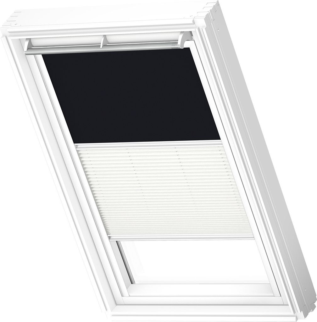 VELUX Original Dachfenster Duo Verdunkelungsrollo für P06, Schwarz, mit weißer Führungsschiene