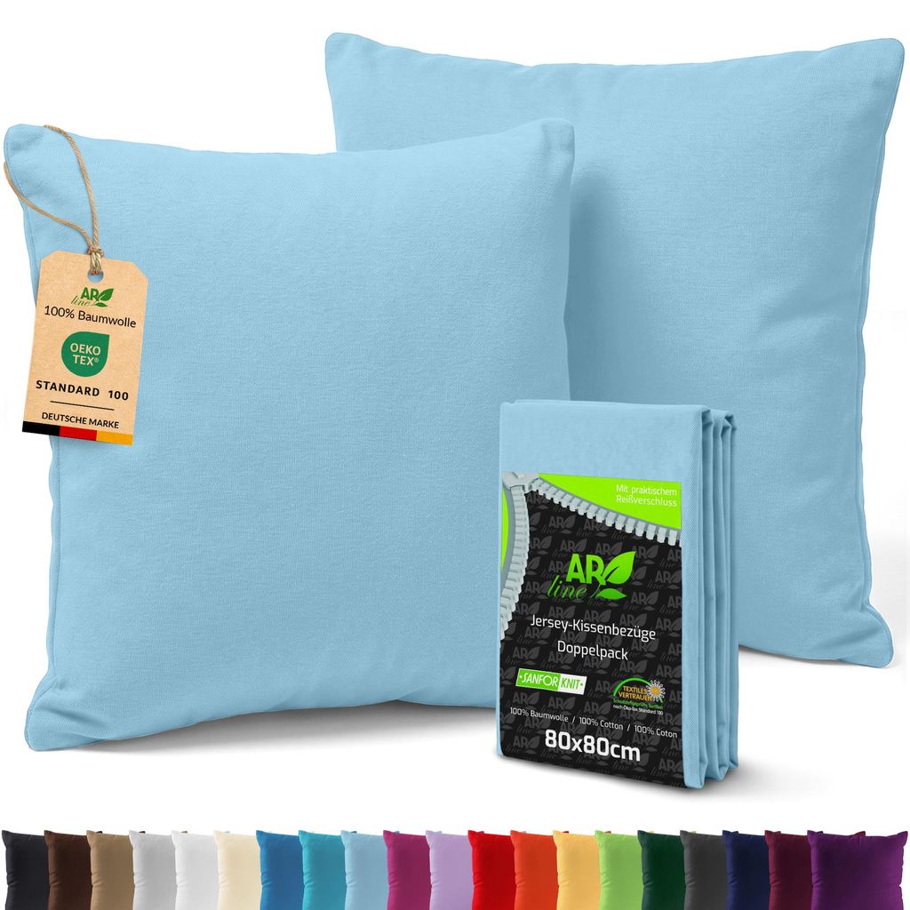 AR Line 2er Pack Jersey Kissenbezüge 80x80 Baumwolle – Produktbild 