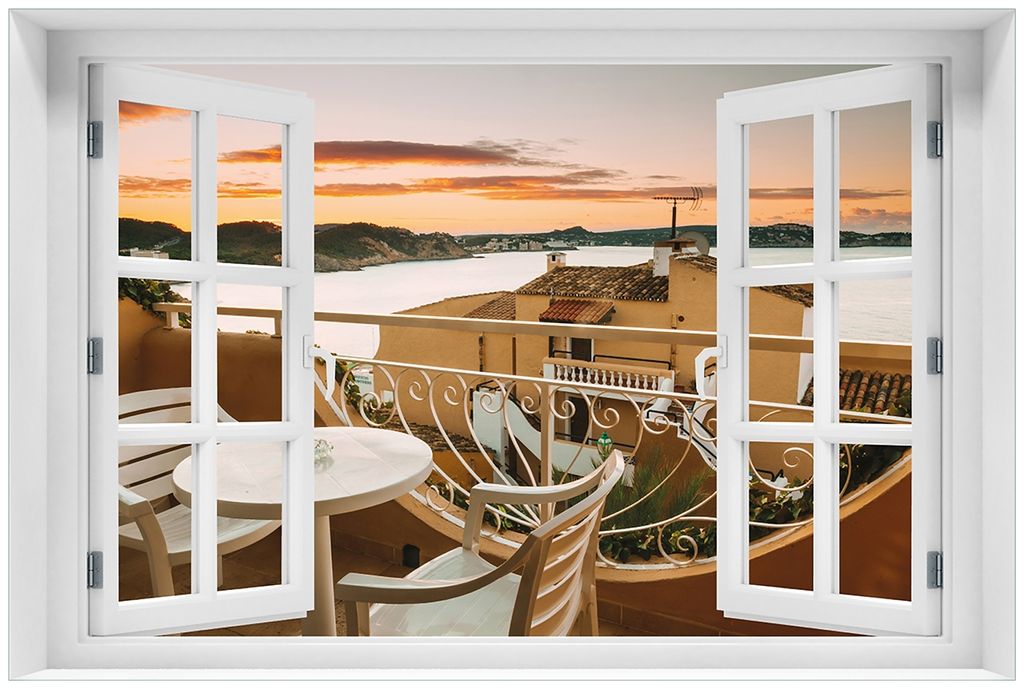 Wallario Premium Glasbild mit Fensterrahmen, freischwebende Produktbild 