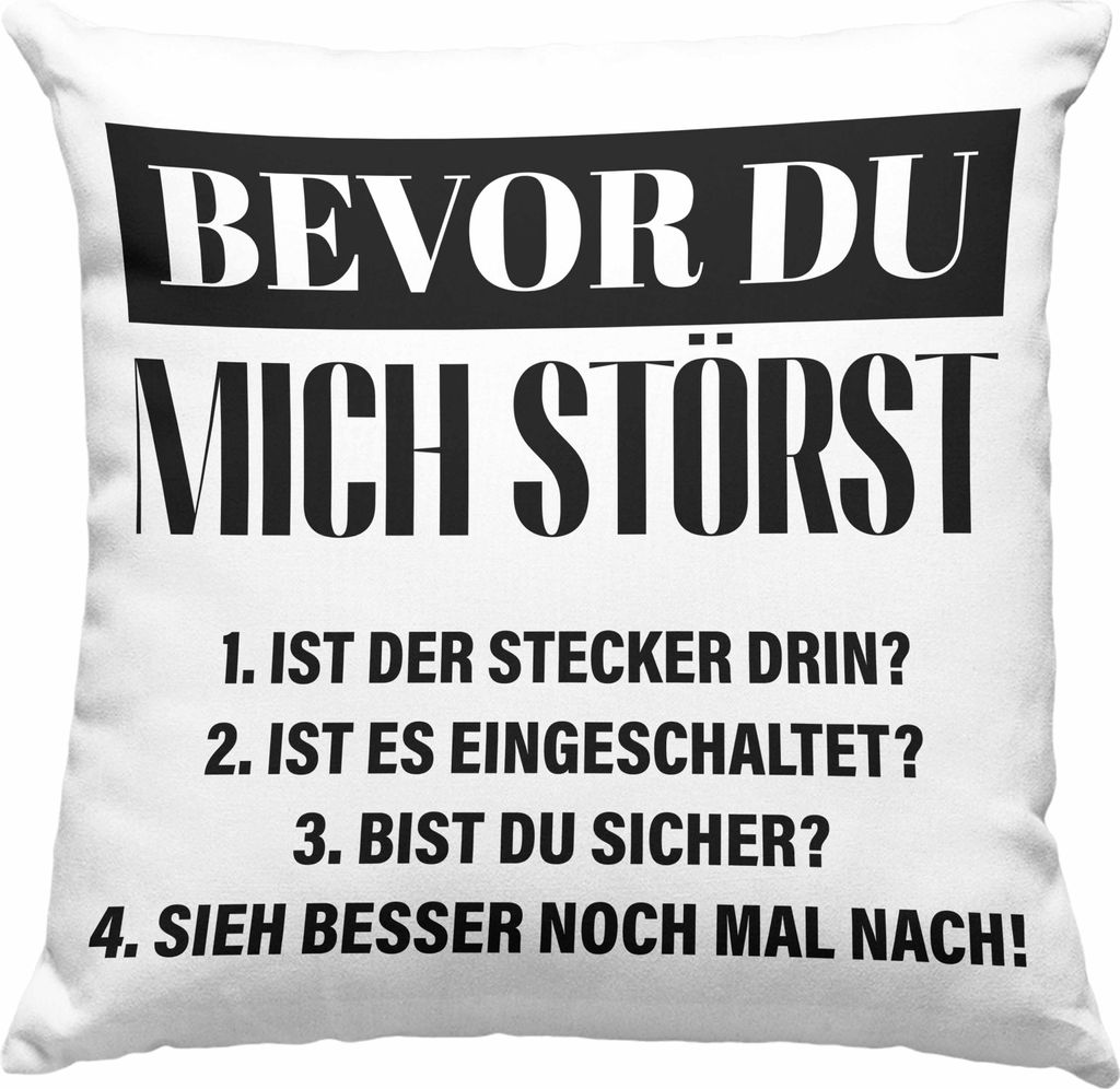 Trendation - IT Techniker Geschenk Deko-Kissen mit Füllung 40x40 Support IT Informatiker Geschenk Lustiger Spruch Männer (Blau)