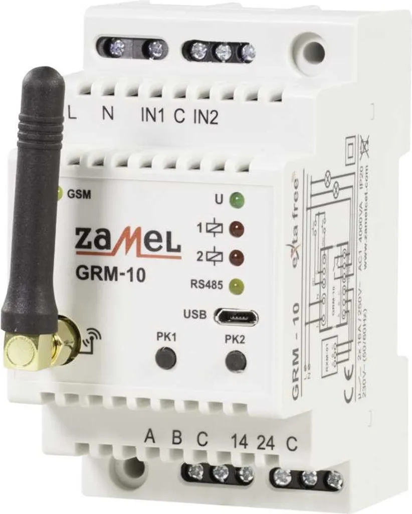 Télécommande GSM GRM-10 Exta Free Zamel - Module Rail DIN 2 Canaux - 4
