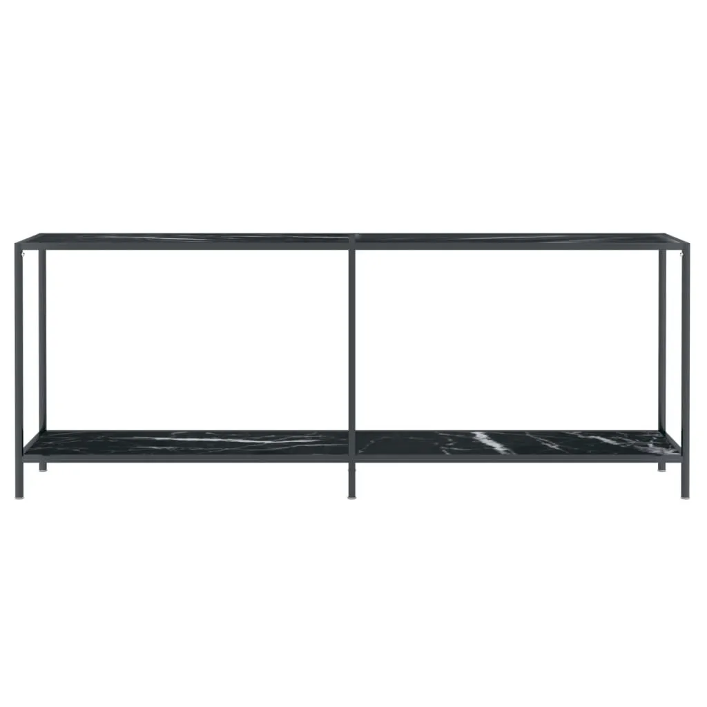 Consolle Moderna Nera 200cm Vetro Temperato e Acciaio | Arredo Lusso - 3