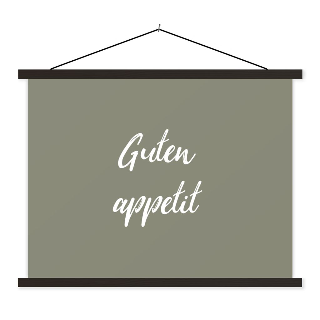 MuchoWow Textilposter Guten Appetit - Zitate - Bon appetit - Sprichwörter 150x113 cm mit holzfarbenen Rahmen - Poster