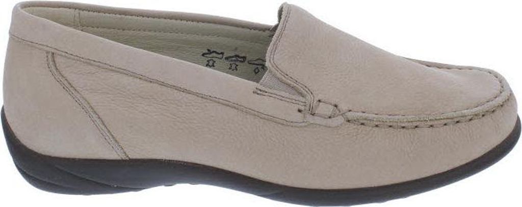 Waldläufer Kläre Mokassin 640004-189-060, leicht glitzerndes Nubukleder, Beige, Weite K 39