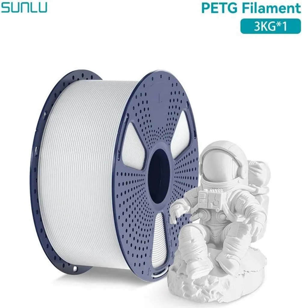 Filament PETG blanc bobine anti-nœuds 1.75mm pour impression 3D lisse