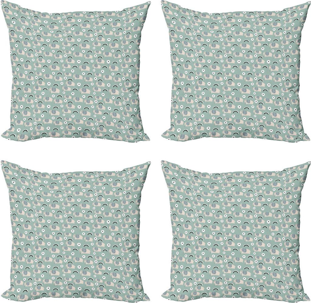 ABAKUHAUS Elefant Kissenbezug Set (4 Stück), Ballone auf Tier Trunk, Moderner Doppelseitiger Digitaldruck, 50 cm x 50 cm, Mehrfarbig