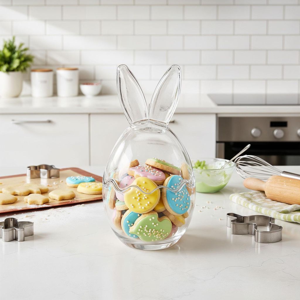 Vorratsglas Ostern H17cm Osterei Hasenohren Glas Transparent Bonbonglas Osterdeko