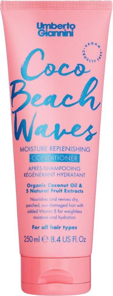 Umberto Giannini Coco Beach Waves Nourishing Conditioner for Dry Damaged Hair with Coconut Oil Fruit Extracts and Vitamin E Tropical Coconut Crush ...