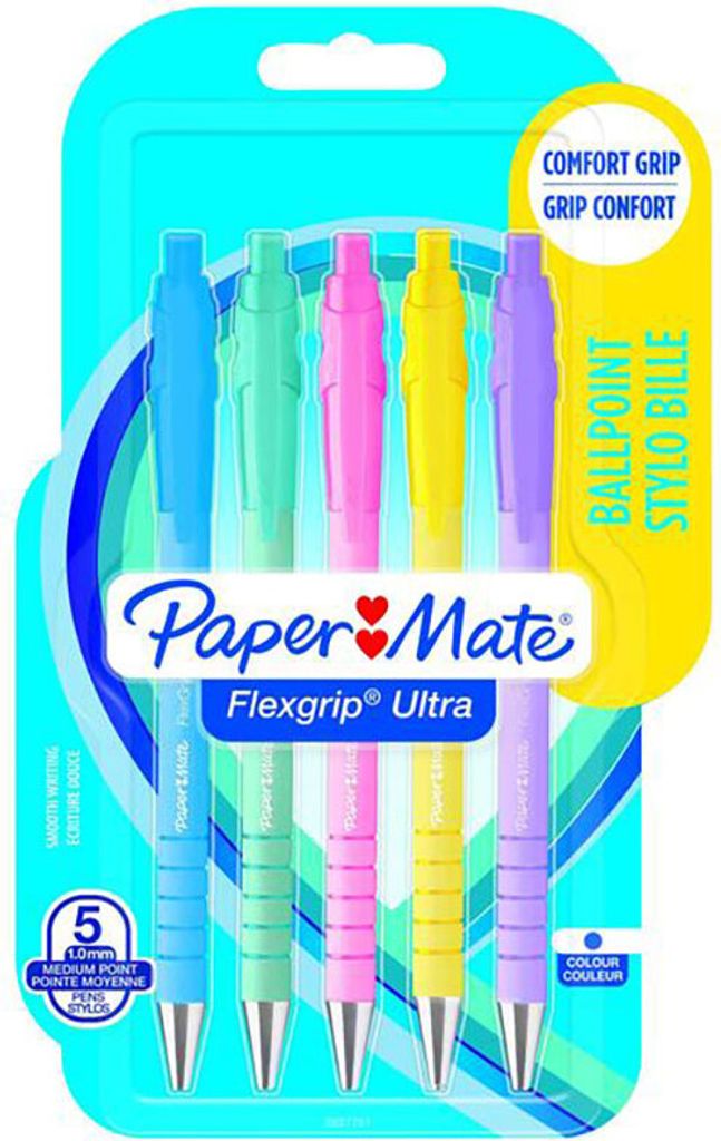 PAPER MATE Kugelschreiber Flexgrip Ultra Pastel. M blau 5er Blister