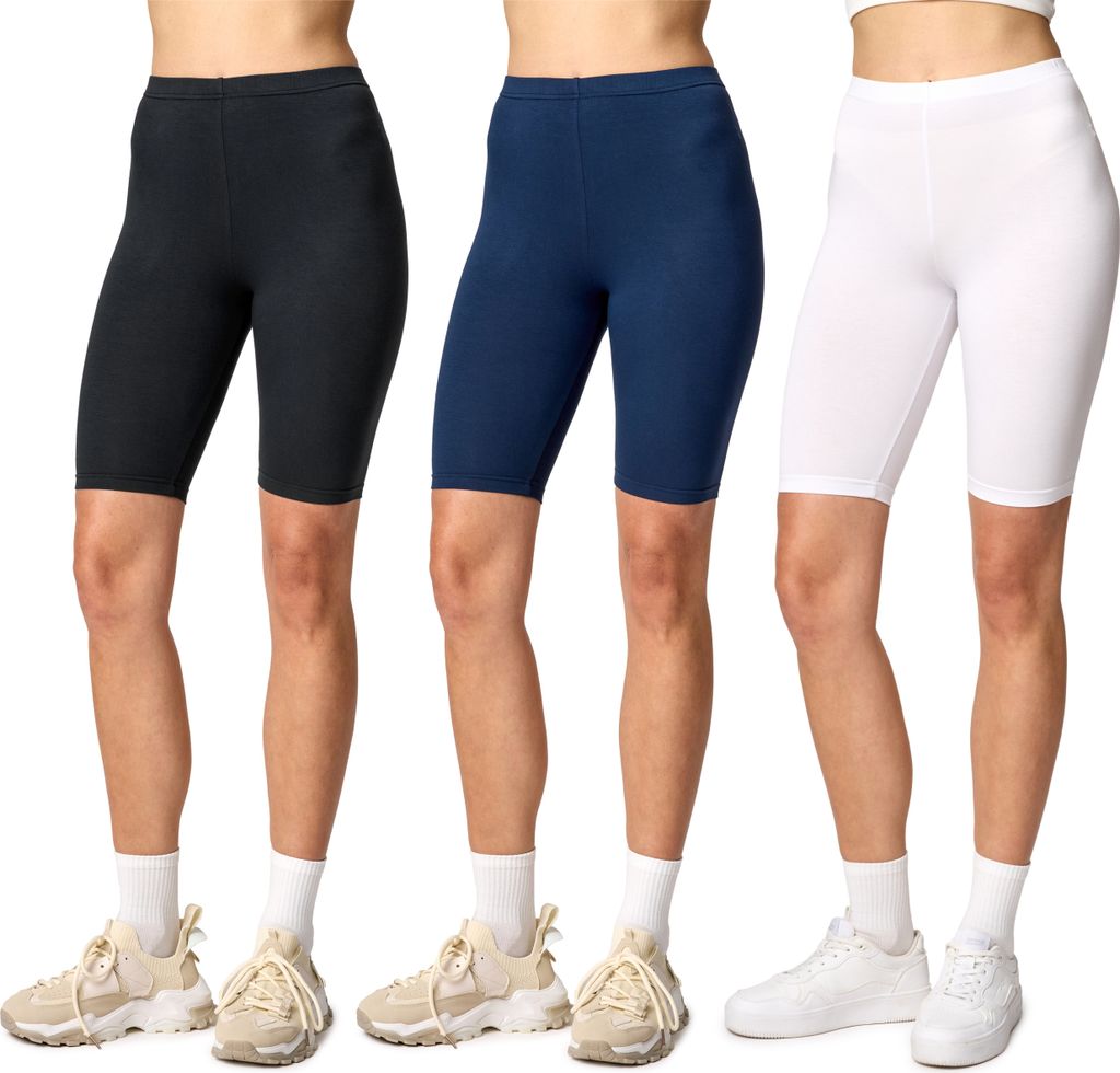 Merry Style Damen Kurze Leggings aus Viskose (Schwarz/Navy/Weiß, XS) MS10-145