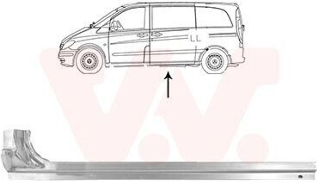 VAN WEZEL 3081109 Schweller Reparaturblech Einstiegblech Links Seitlicher Einbau Außen passend für MERCEDES-BENZ VIANO (W639) VITO Bus (W639)