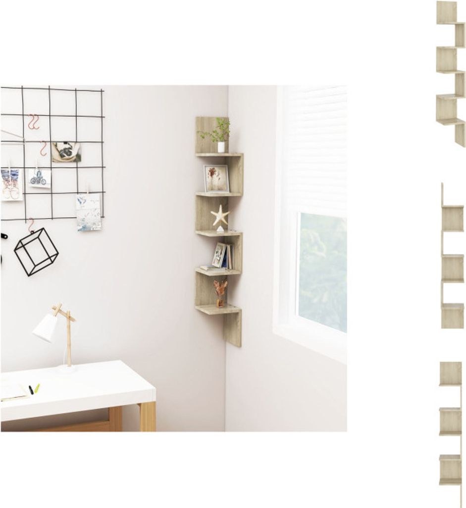 vidaXL Wand-Eckregal Sonoma-Eiche 20x20x127,5 cm Holzwerkstoff - Wandregale